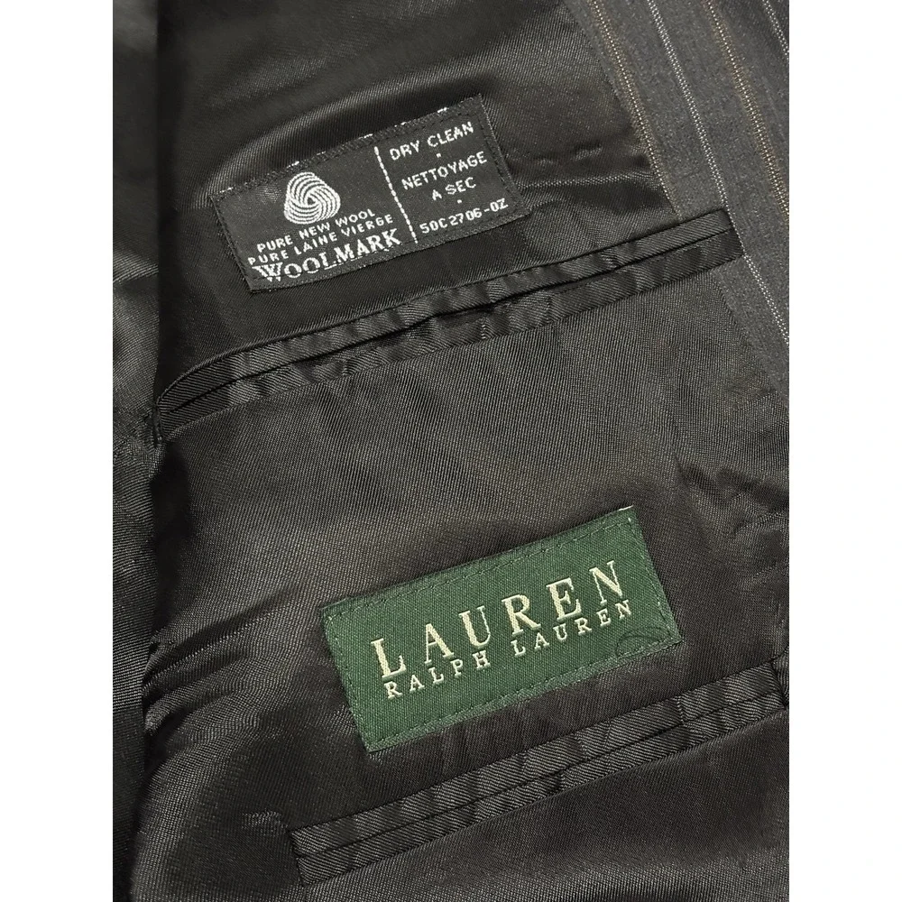 Lauren Ralph Lauren Blazer‎ Mens 40R Grey Pinstripe Wool Two-Button Suit Jacket